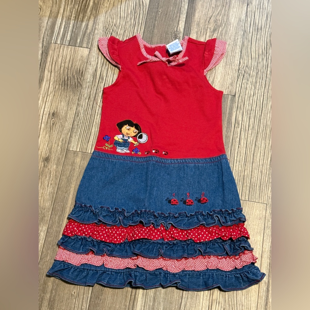 Vintage Y2K Nickelodeon Dora the Explorer red ladybug interactive dress,